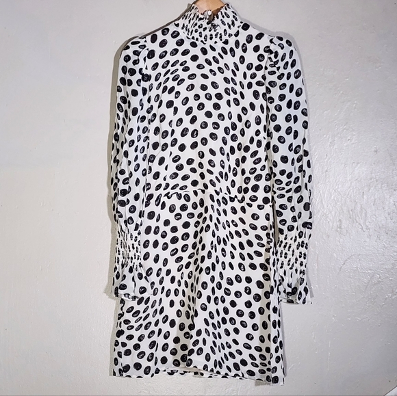 Reformation Black and White Polka Dot Long Sleeve Dress - Picture 3 of 6